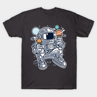 Astronaut Eating Ice Cream Planets T-Shirt